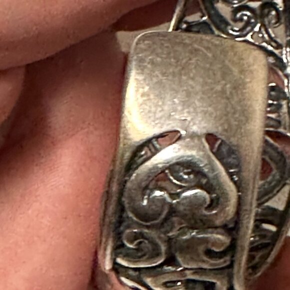 Filigree Sterling Silver 925 Vintage Cuff Bracelet Wide Tested Victorian Gift - Picture 8 of 8